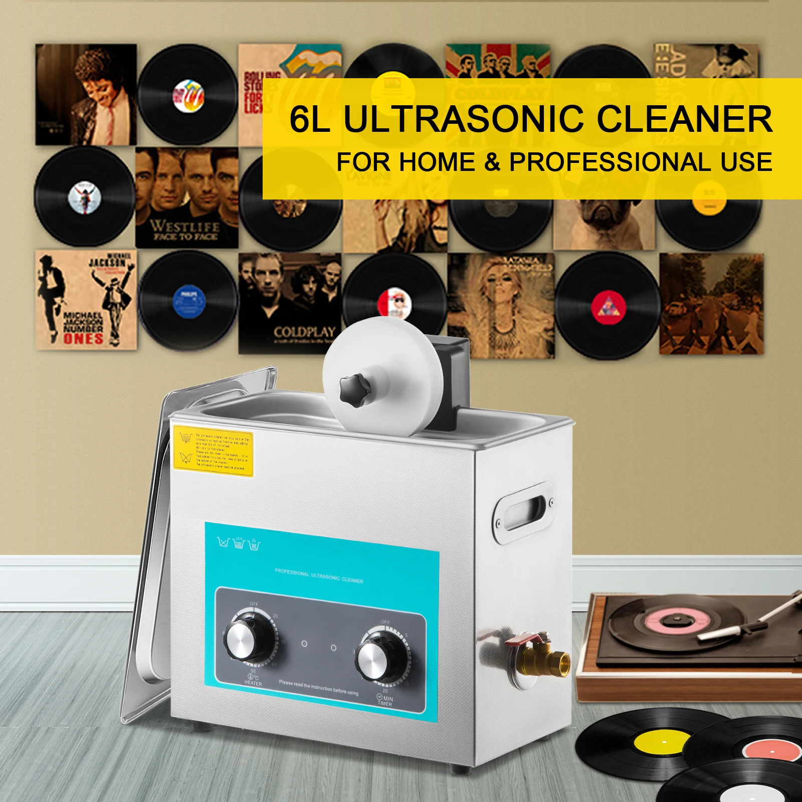 Vinyl Record Cleaner - SIHAO 6L Ultrasone Vinyl Record Cleaner