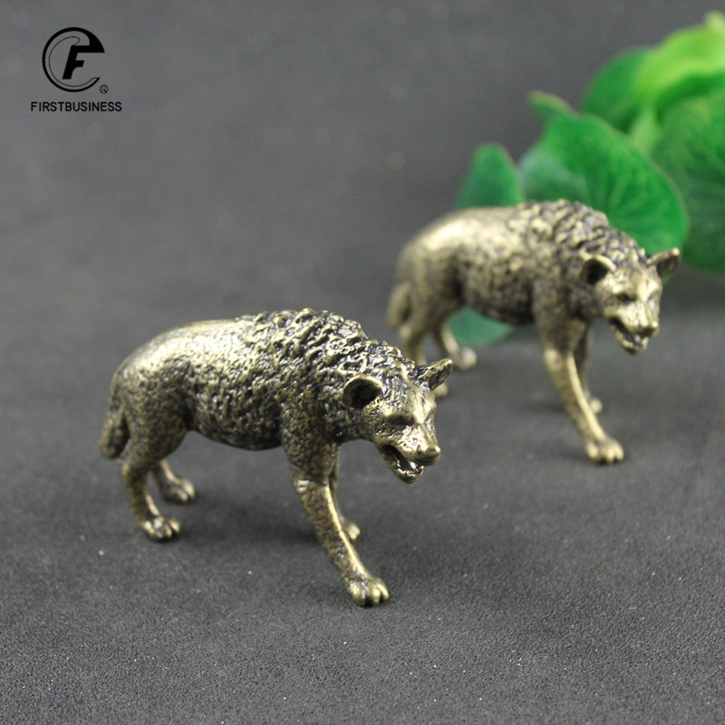 Vintage Collectible Ornaments - Massief Messing Hyena Beeldje Miniatuur Office