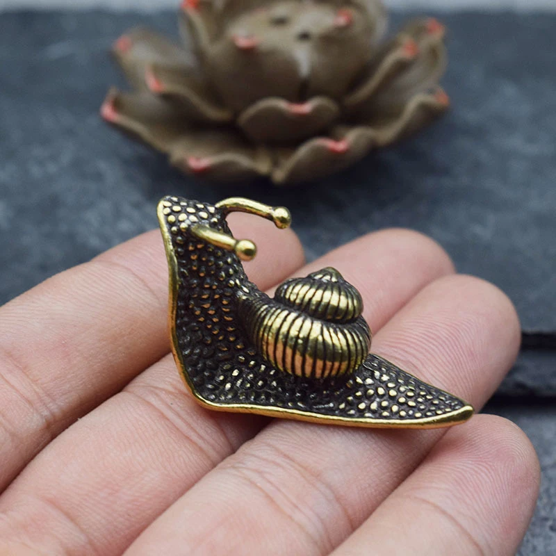 Vintage Collectible Ornaments - Vintage puur koperen huisdier thee slak