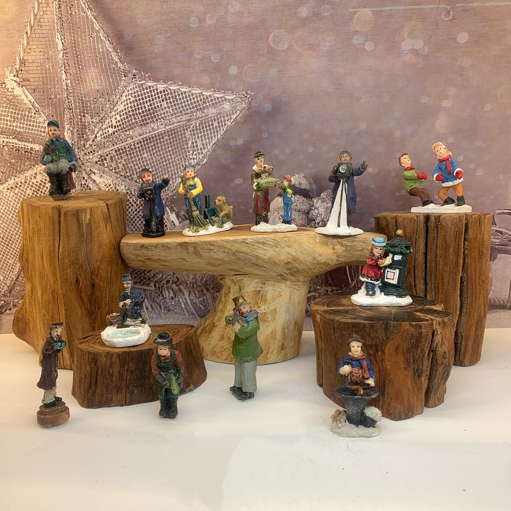 Vintage Collectible Ornaments - Vintage Victoriaanse winterstad miniatuurharsfiguren, kerstscène-ornamenten, verzamelcadeaus